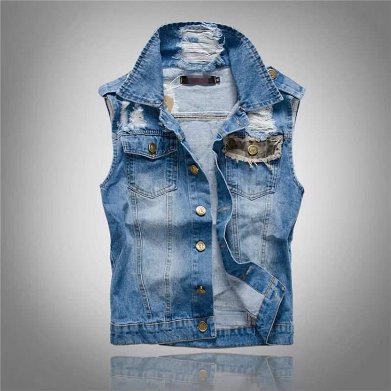Street Fashion Jeans Men - Men Slim Denim Vests Jackets Waistcoats