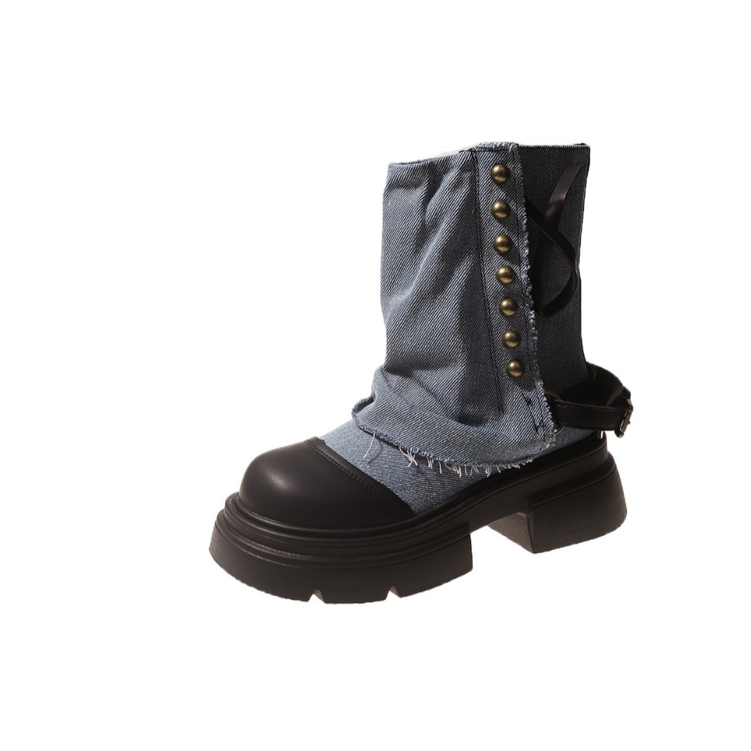 Women Boots British Fashion Pa - Street Fashion Denim recension och pris