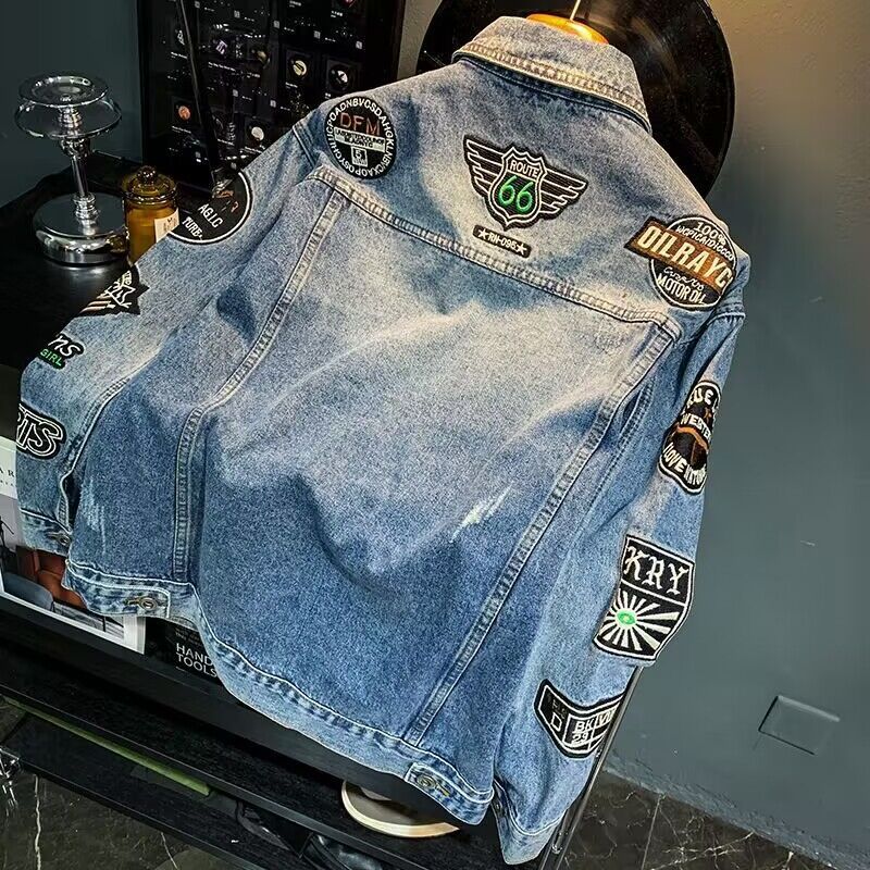 Men High Street Embroidery Pat - Street Fashion Jacket Men recension och pris