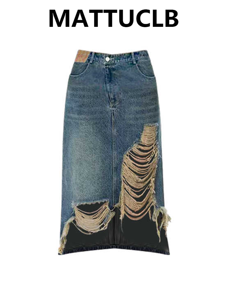 Women 2000s Midi Skirt Ripped  - Street Fashion Denim recension och pris