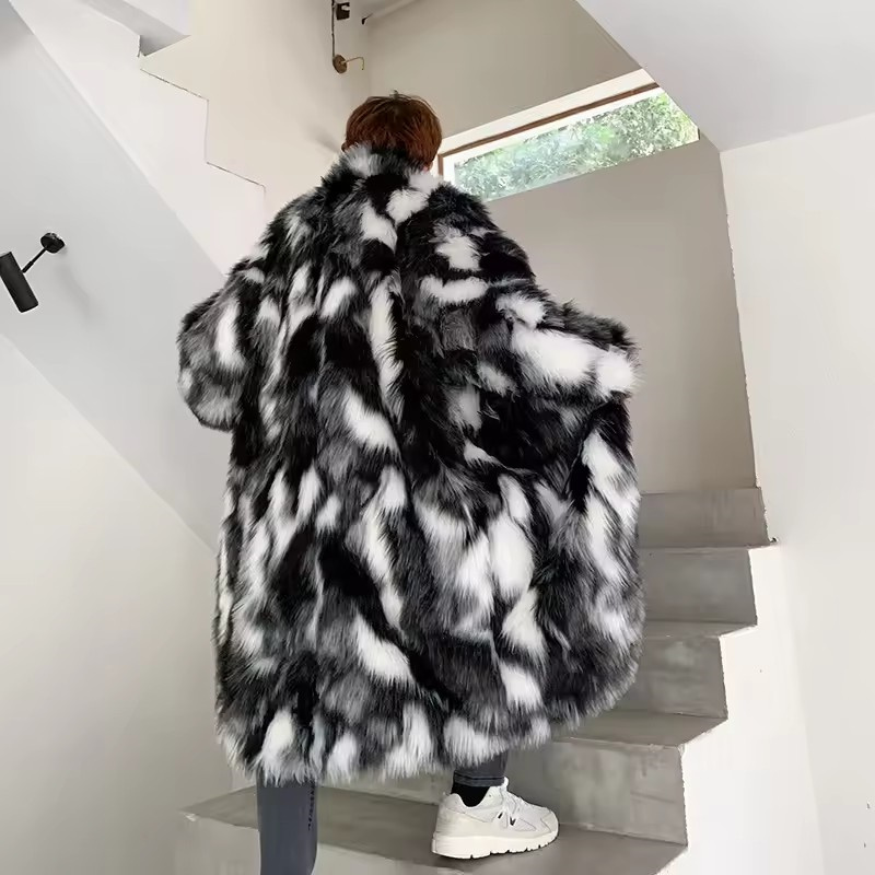 Winter Hip Hop Long Faux Fur C - Street Fashion Jacket Men recension och pris