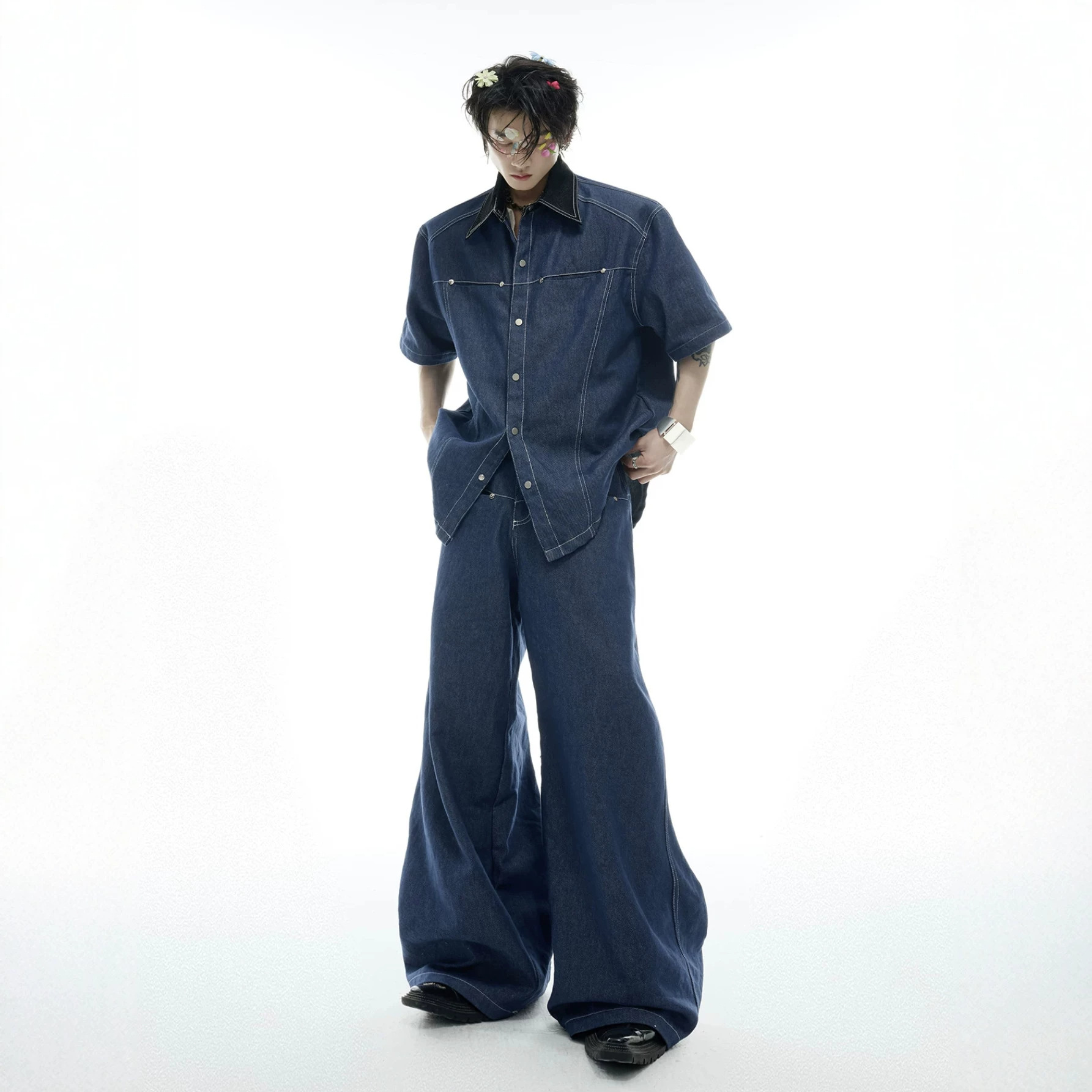 Summer Men's Denim Matching Se - Street Fashion Jeans Men recension och pris