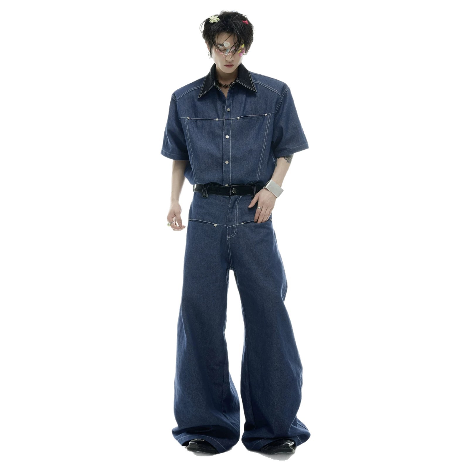 Summer Men's Denim Matching Se - Street Fashion Jeans Men recension och pris