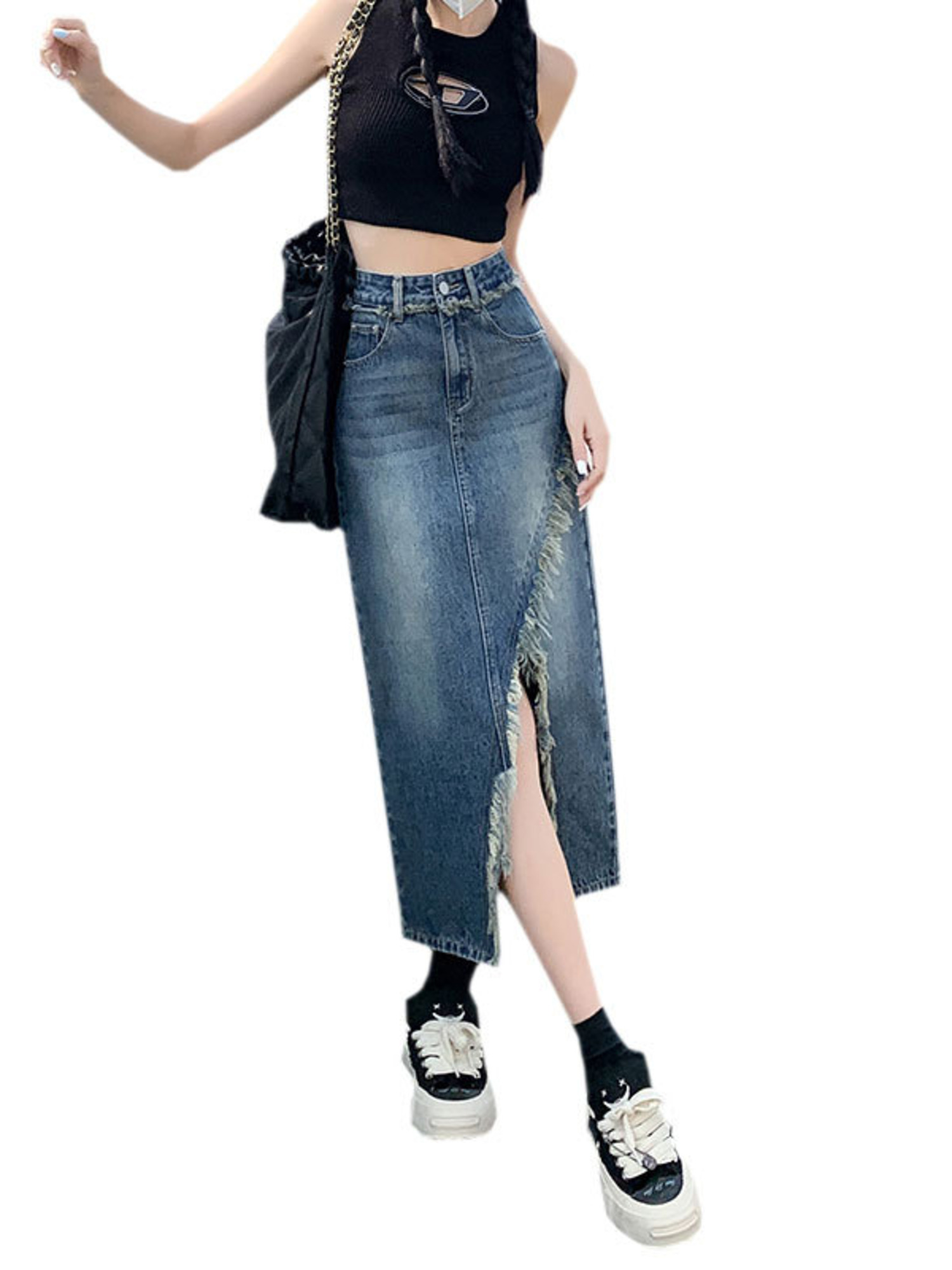 Women's High Waist Denim Skirt - Street Fashion Denim recension och pris