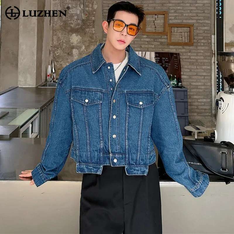 LUZHEN Personality Denim Short - Street Fashion Jacket Men recension och pris