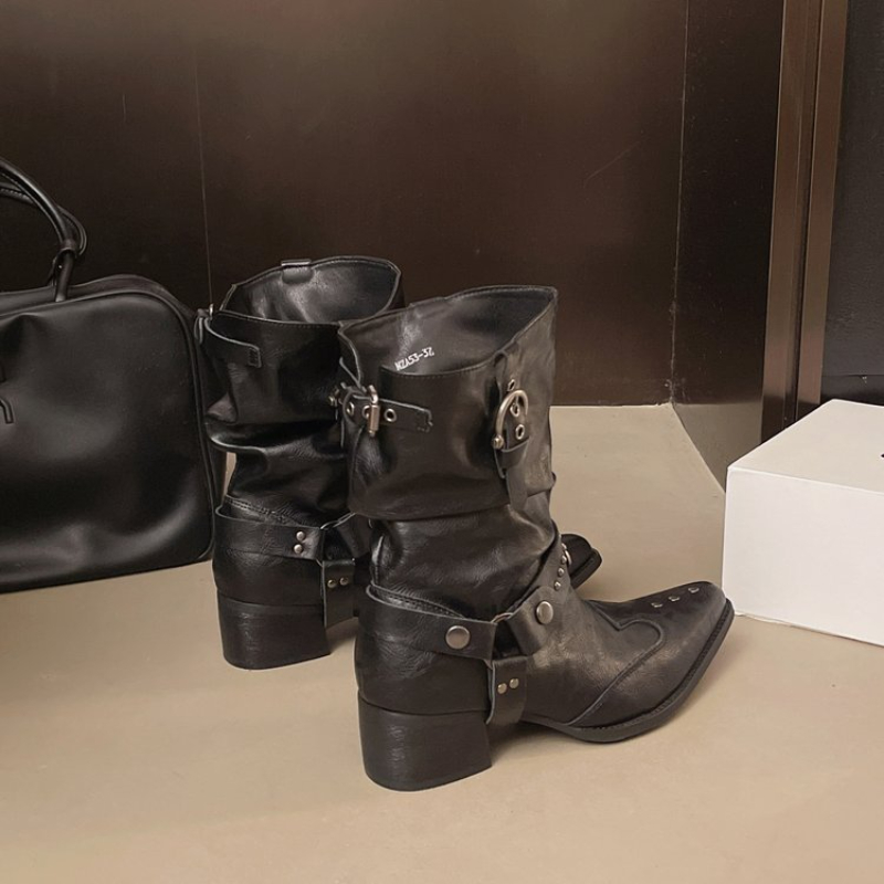 Y2k Motorbike Mid-calf Boots R - Street Fashion Denim recension och pris