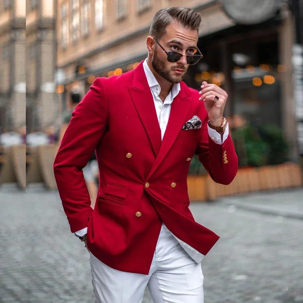 Red Jacket White Pant Double B - Street Fashion Jacket Men recension och pris