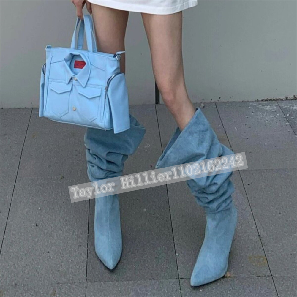 Springtime Blue Denim Pleated  - Street Fashion Denim recension och pris