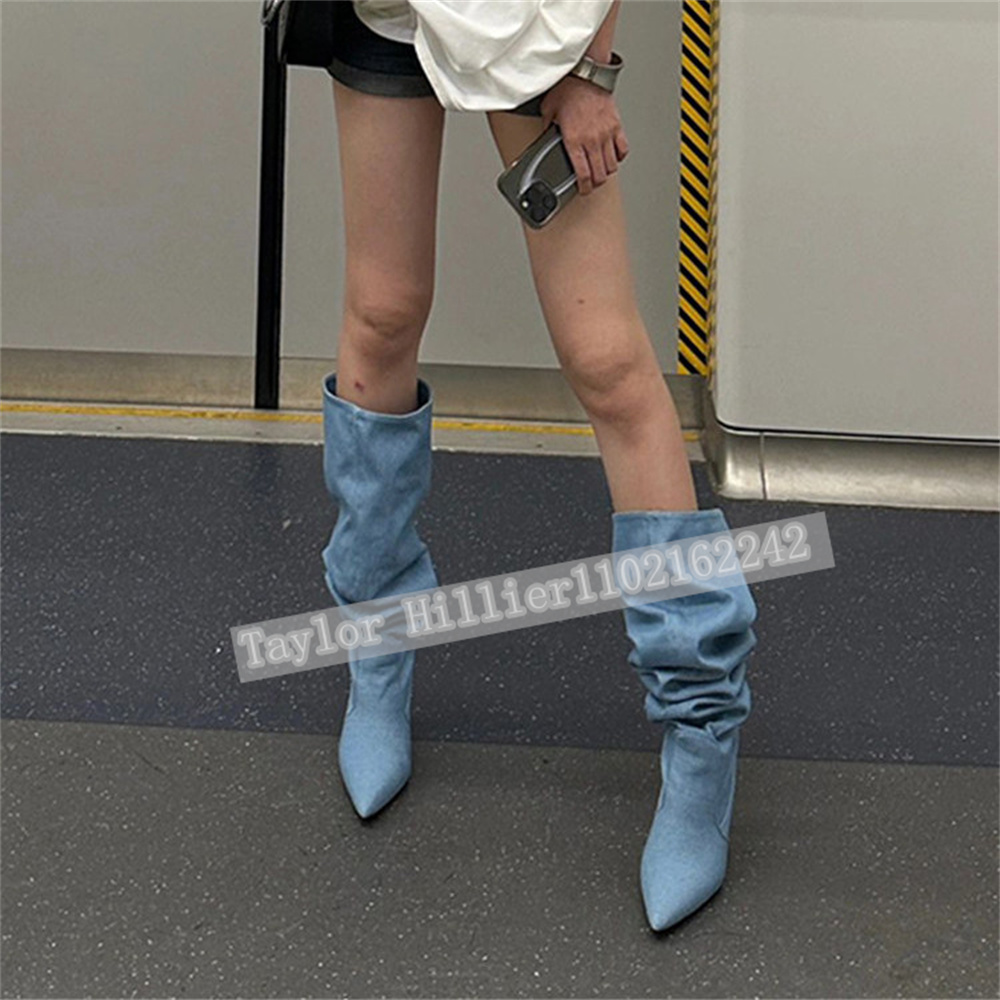 Springtime Blue Denim Pleated  - Street Fashion Denim recension och pris