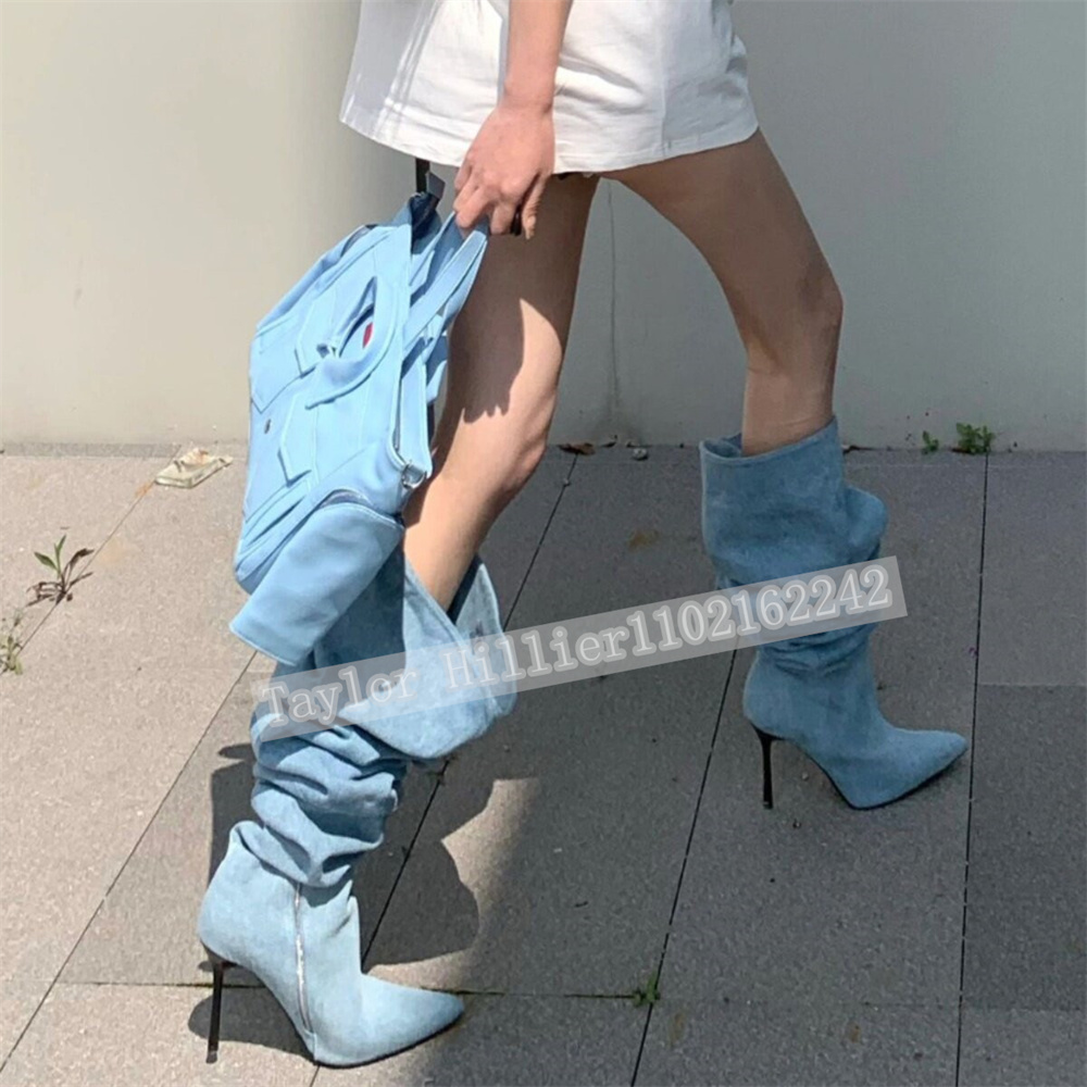Springtime Blue Denim Pleated  - Street Fashion Denim recension och pris