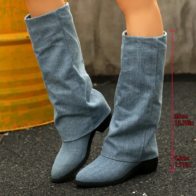 Women's Knee High Boots Autumn - Street Fashion Denim recension och pris