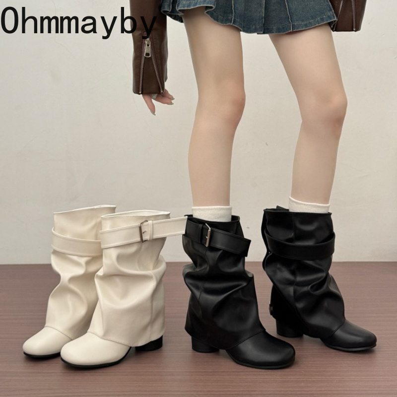 New Women Slouchy Mid Calf Lea - Street Fashion Female recension och pris