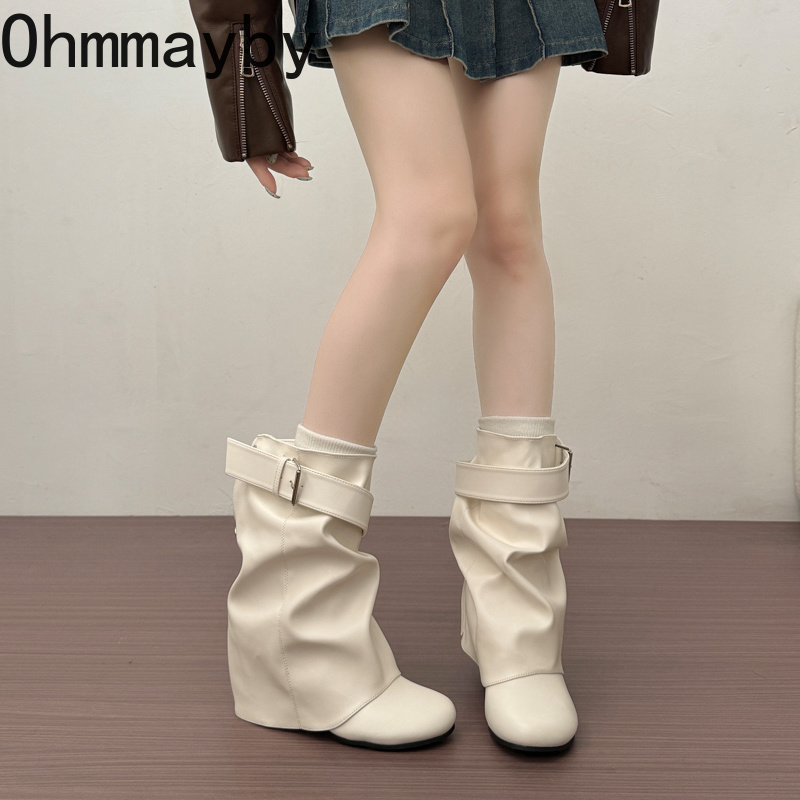 New Women Slouchy Mid Calf Lea - Street Fashion Female recension och pris