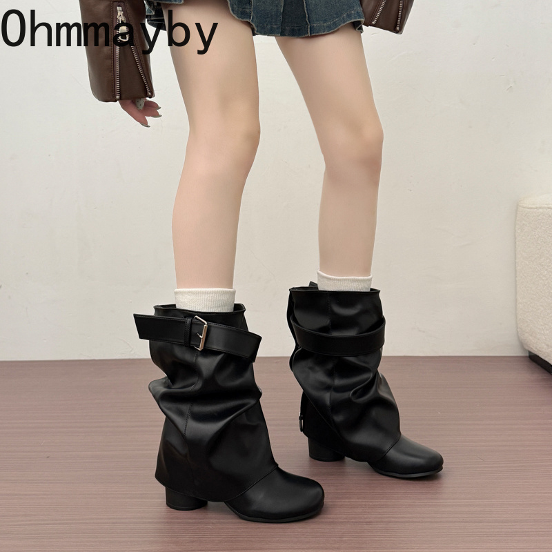 New Women Slouchy Mid Calf Lea - Street Fashion Female recension och pris