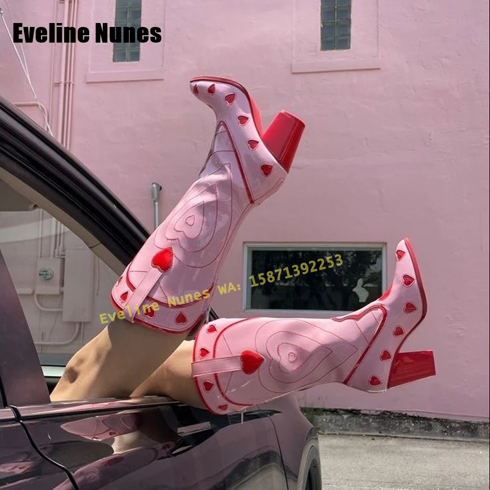 Pink Heart Space Cowgirl Boots - Street Fashion Female recension och pris