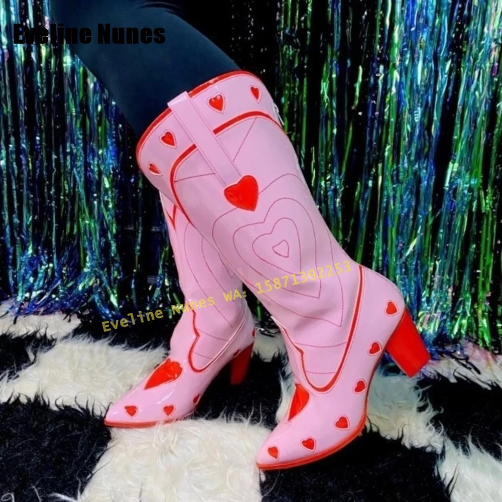 Pink Heart Space Cowgirl Boots - Street Fashion Female recension och pris