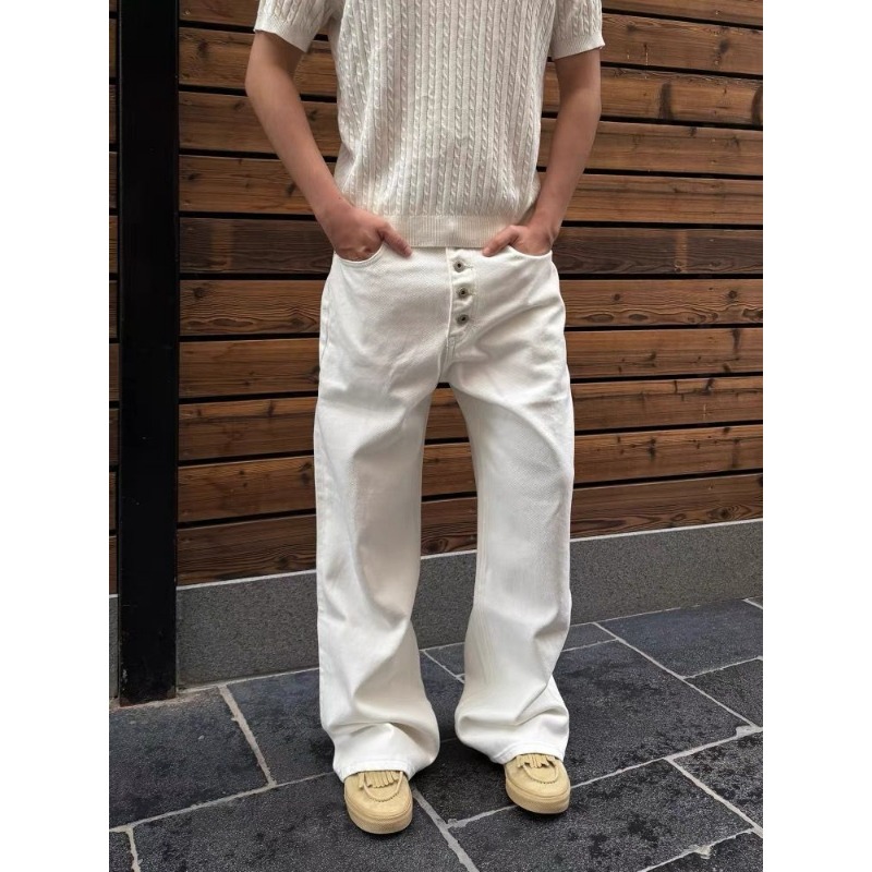 Men's White Wide Leg Jeans Hig - Street Fashion Jeans Men recension och pris