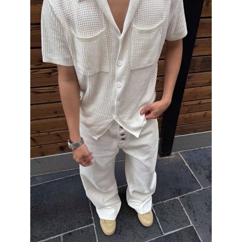 Men's White Wide Leg Jeans Hig - Street Fashion Jeans Men recension och pris