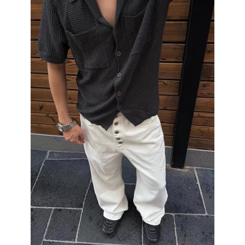 Men's White Wide Leg Jeans Hig - Street Fashion Jeans Men recension och pris