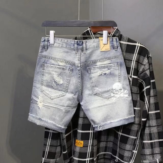 Summer Men's Worn Bead Hole Be - Street Fashion Jeans Men recension och pris