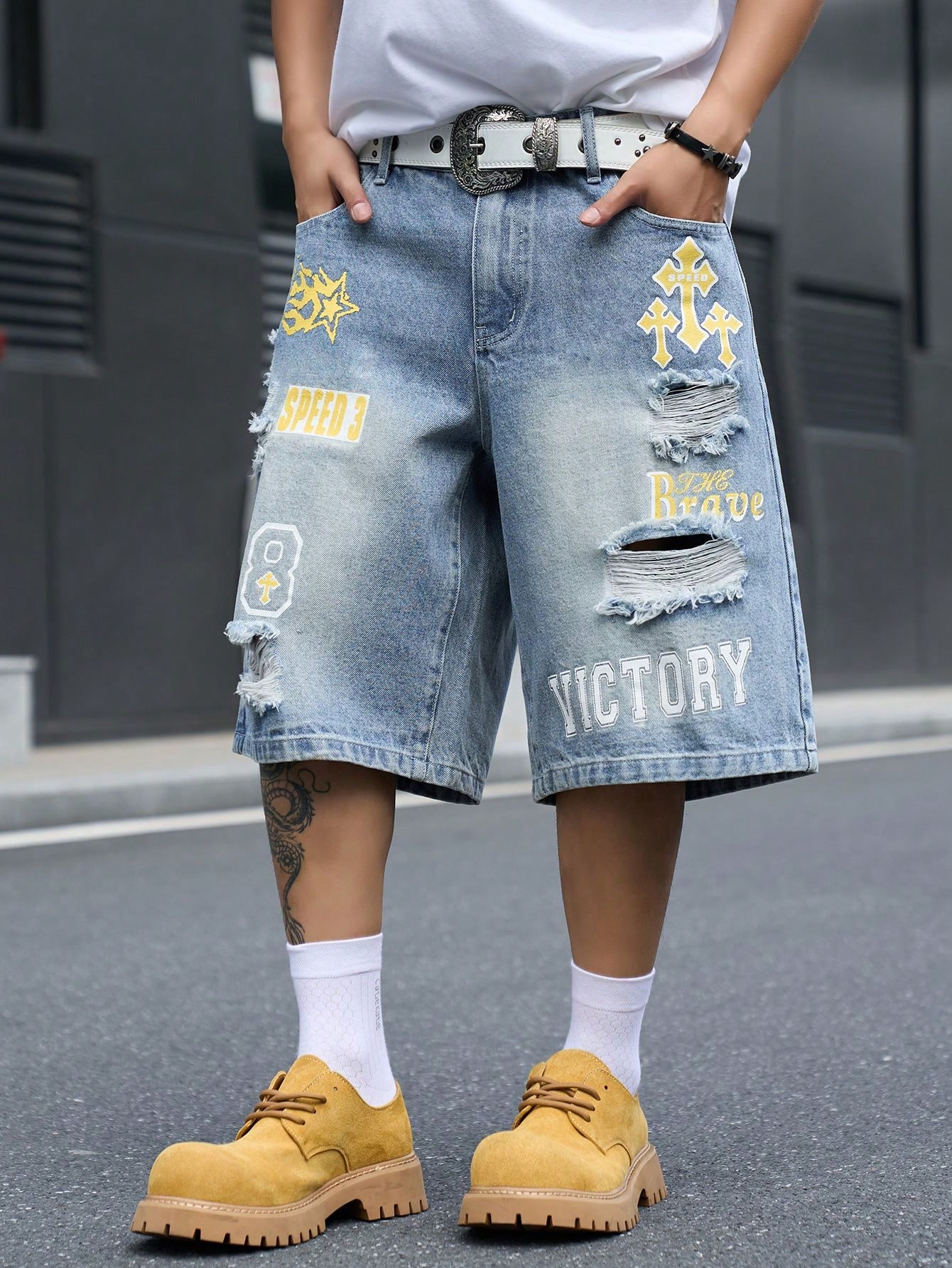 Men's Loose Fit Denim Bermuda  - Street Fashion Jeans Men recension och pris