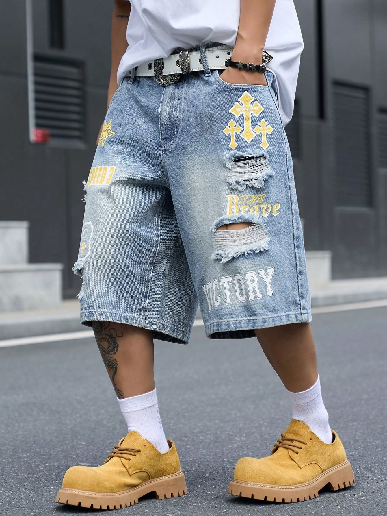 Men's Loose Fit Denim Bermuda  - Street Fashion Jeans Men recension och pris