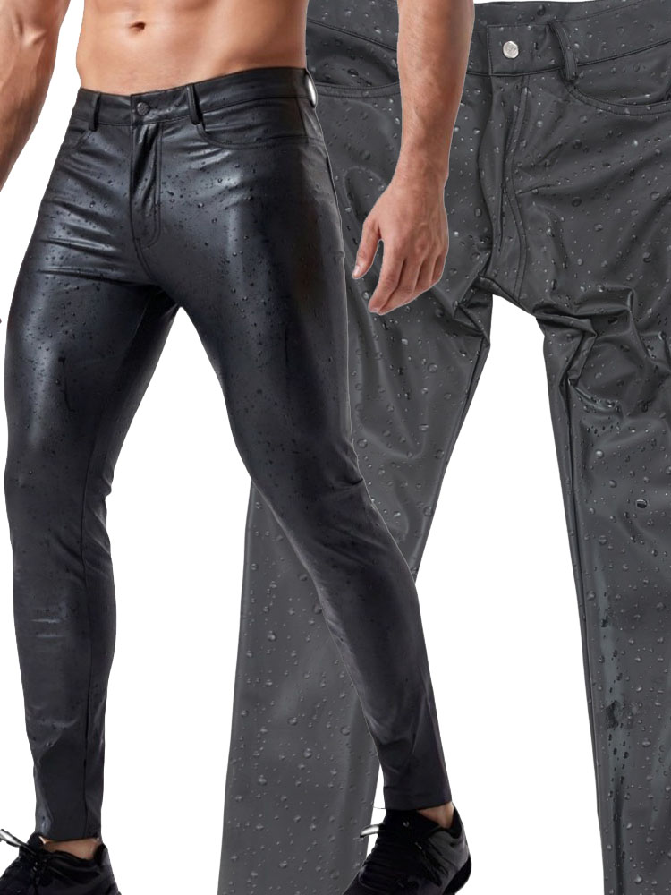 3D Water Drop Print Elastic PU - Street Fashion Jeans Men recension och pris