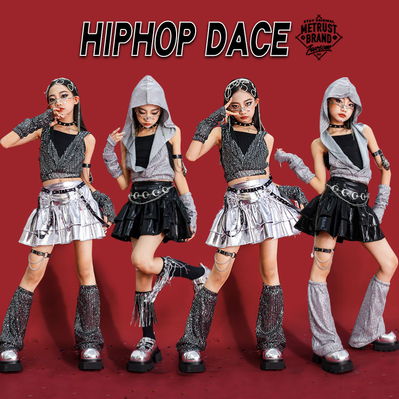 Girls Hip Hop Sequin Crop Hood - Street Fashion Goth recension och pris